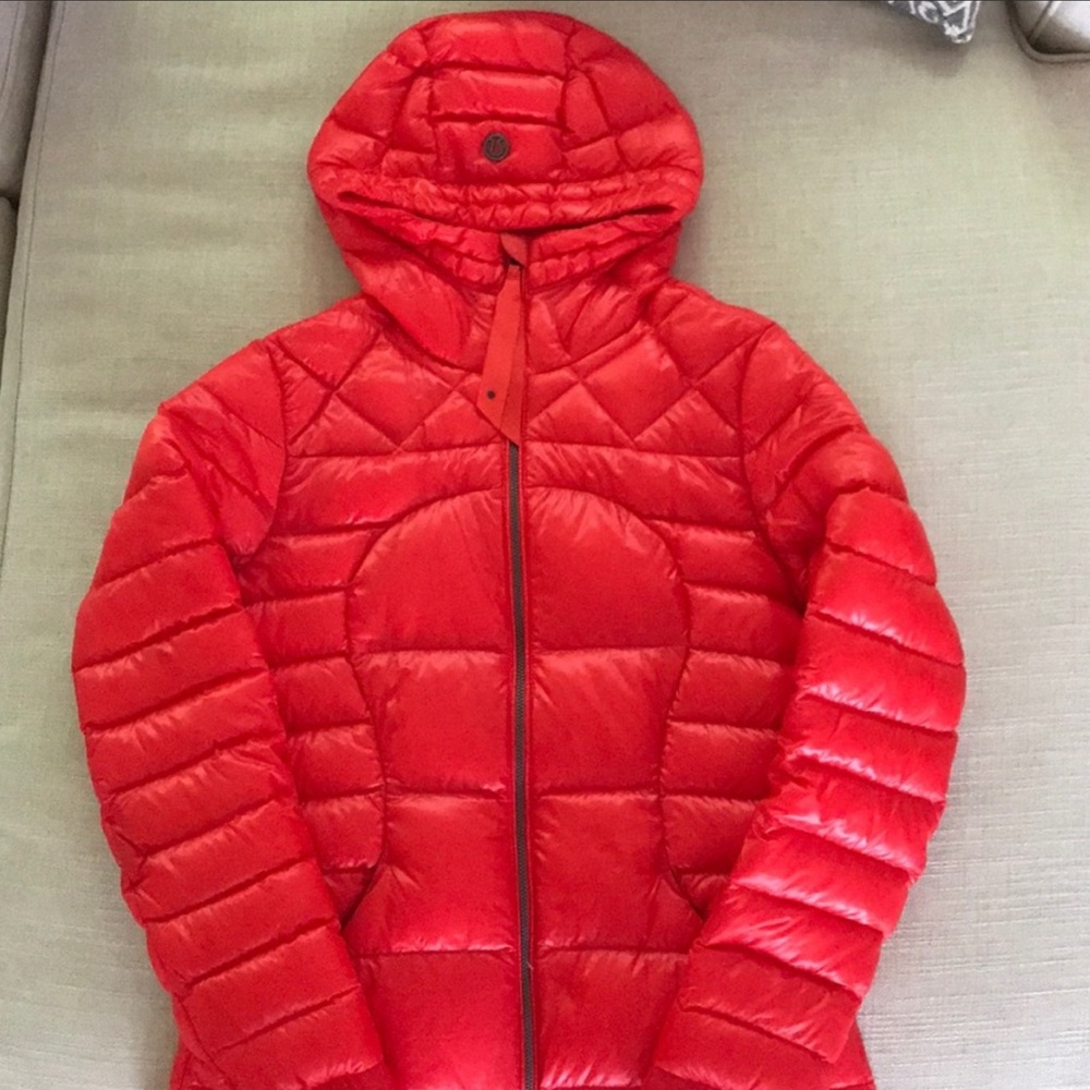 Lululemon down puffer jacket red/orange size 6